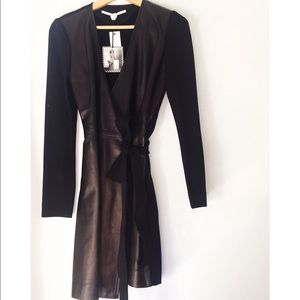 Diane von Furstenberg leather wrap dress
